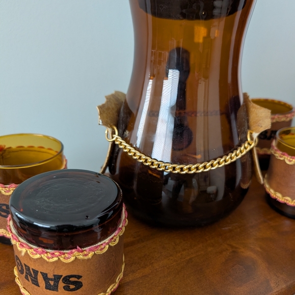 Vintage Amber Glass Sangria Pitcher Set - Picture 11 of 11